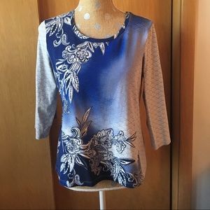 🌹3/$25🌹Chico’s Blue Ombré 3/4 Sleeve Top, size 1